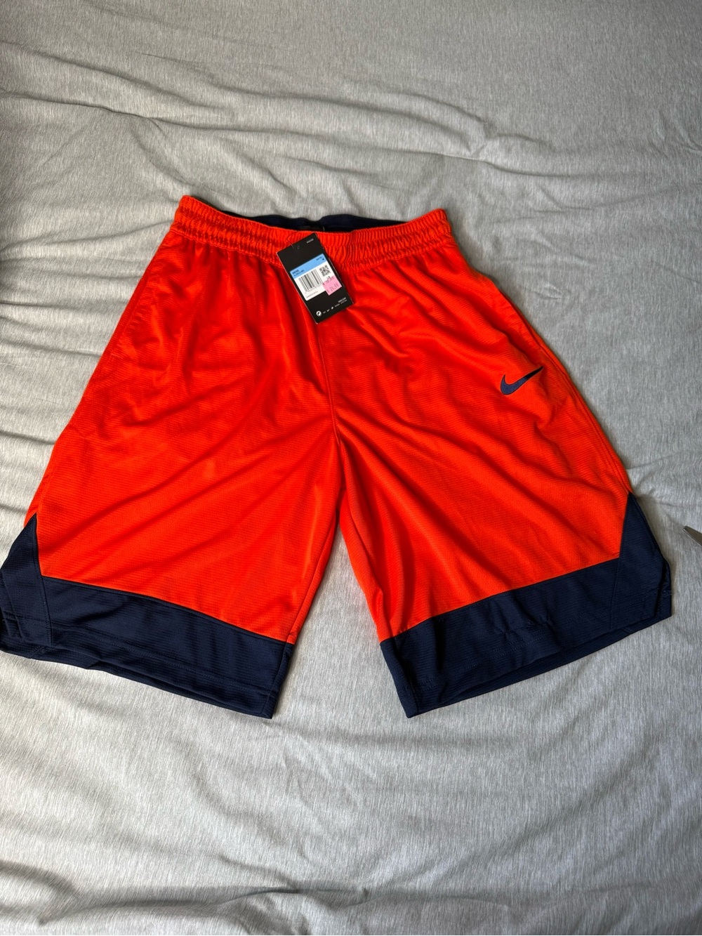 Nike Men's Orange with Navy Trim Athletic Mesh Shorts